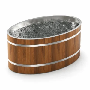 Steel & Cedar Ice Bath Tub รุ่น IB-SC-TUB-04 อ่างแช่น้ำเย็นทรงนอน ภายนอกลายไม้ Red Cedar ภายในสแตนเลส 304