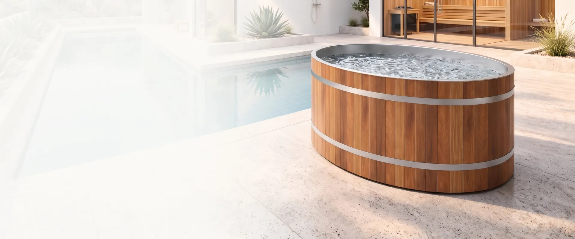 Polarage Ice Bath อ่างแช่น้ำเย็นพรีเมียม อ่างไม้ Red Cedar ริมสระในบ้านพักพร้อมซาวน่า