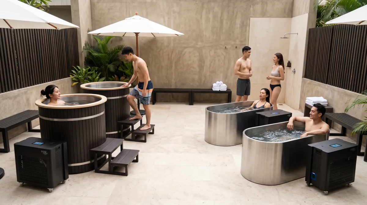 Polarage Ice Bath ริมสระ
