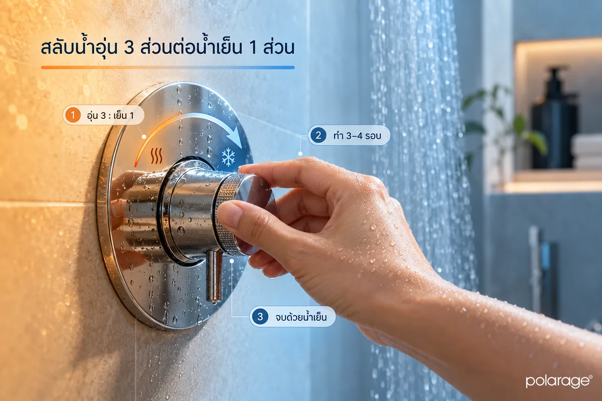 วิธีทำ contrast therapy ที่บ้านด้วยฝักบัว สูตร 3:1