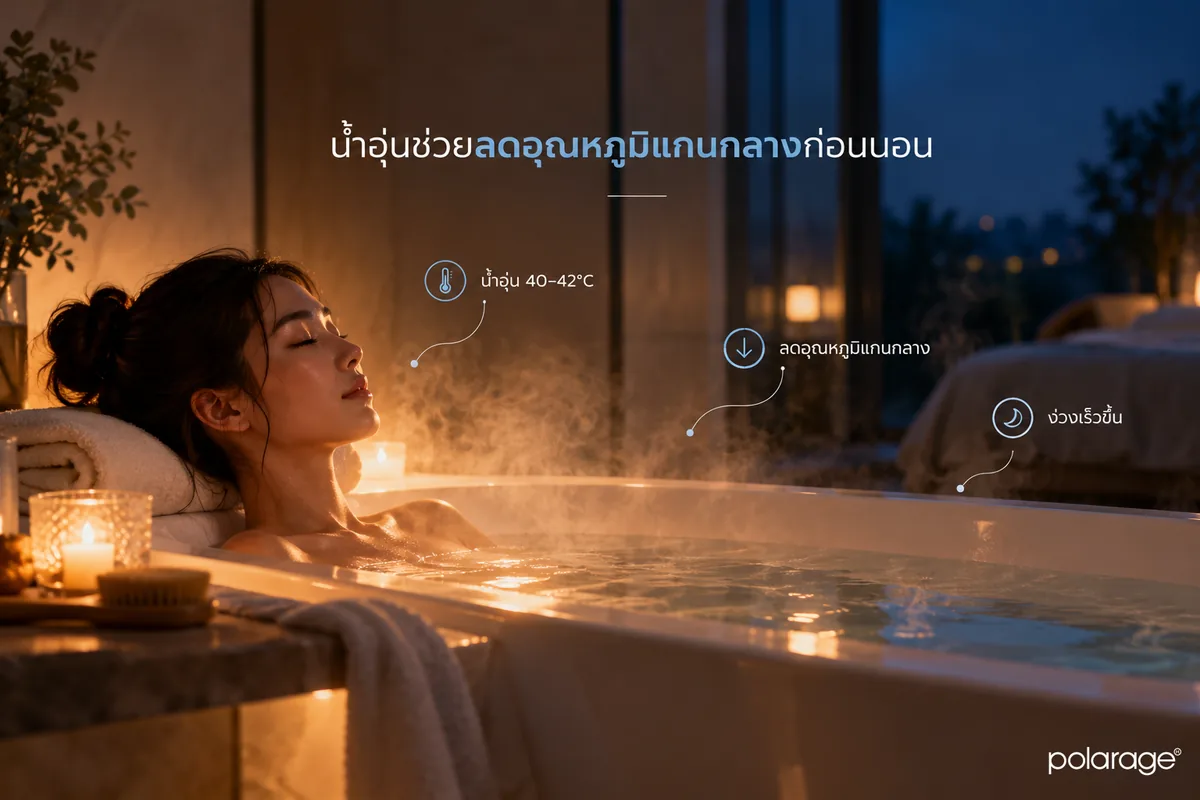 กลไกอุณหภูมิแกนกลาง ทำไมน้ำอุ่นช่วยการนอน