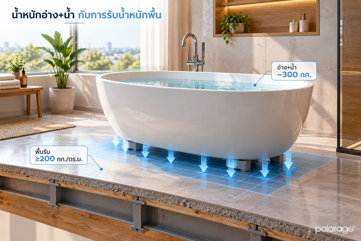 การรับน้ำหนักพื้นตามกฎหมายไทยสำหรับอ่างแช่